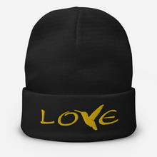 Load image into Gallery viewer, LOVE (Gold Thread) ~ Embroidered Beanie
