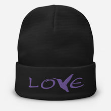 Load image into Gallery viewer, LOVE (Purple Thread) ~ Embroidered Beanie