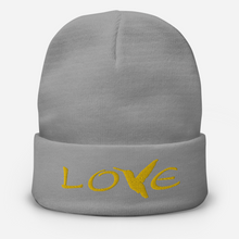 Load image into Gallery viewer, LOVE (Gold Thread) ~ Embroidered Beanie