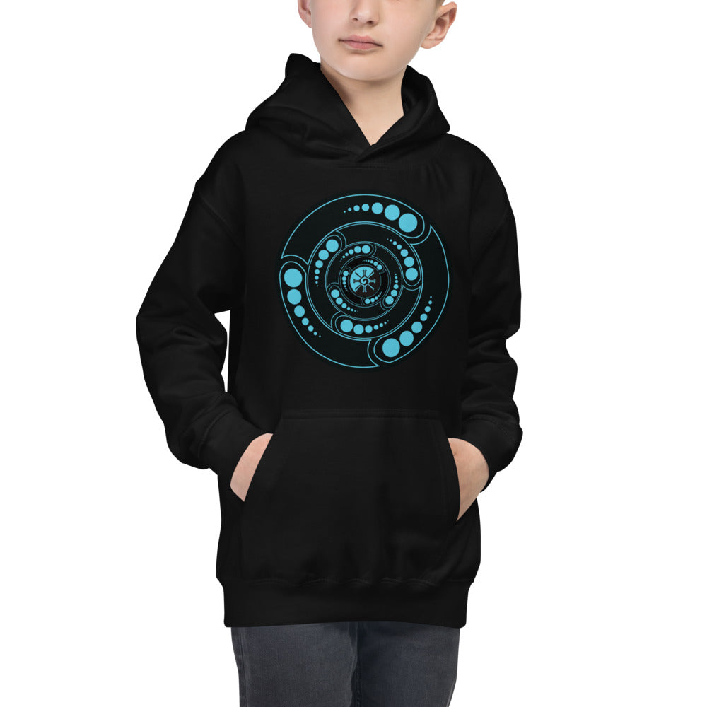 Galactic Portal - (Turquoise & Black) ~ Kids Unisex Hoodie