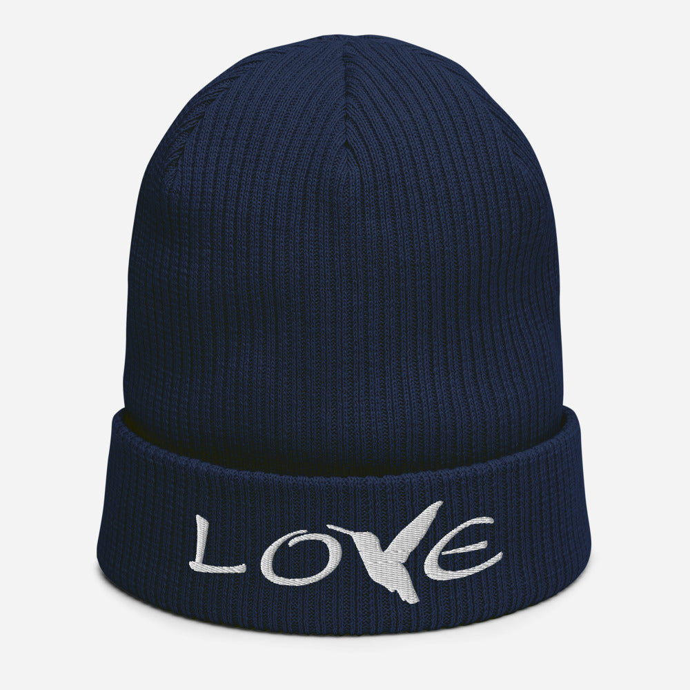 LOVE (White Thread) ~ Organic Cotton Beanie