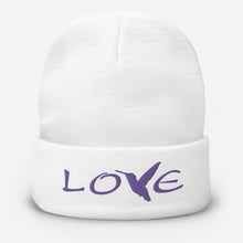 Load image into Gallery viewer, LOVE (Purple Thread) ~ Embroidered Beanie