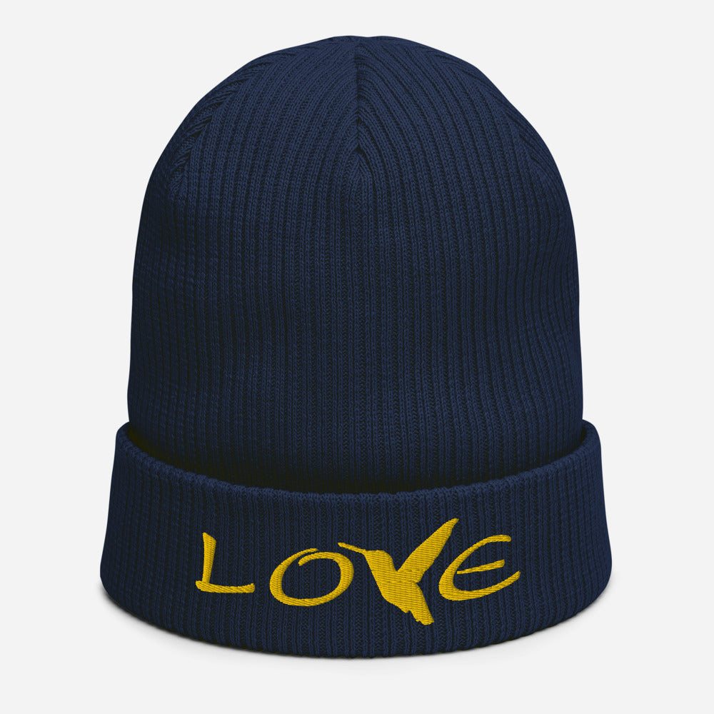 LOVE (Gold Thread) ~ Organic Cotton Beanie