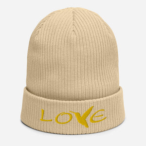 LOVE (Gold Thread) ~ Organic Cotton Beanie